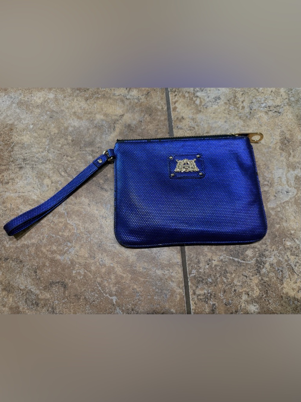 Juicy Couture Metallic Royal Blue Wristlet Clutch